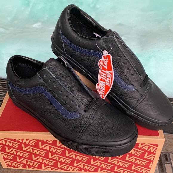 VANS OLD SKOOL LEATHER POP BLACK/DRESS BLUES WMNS - Picture 3 of 14